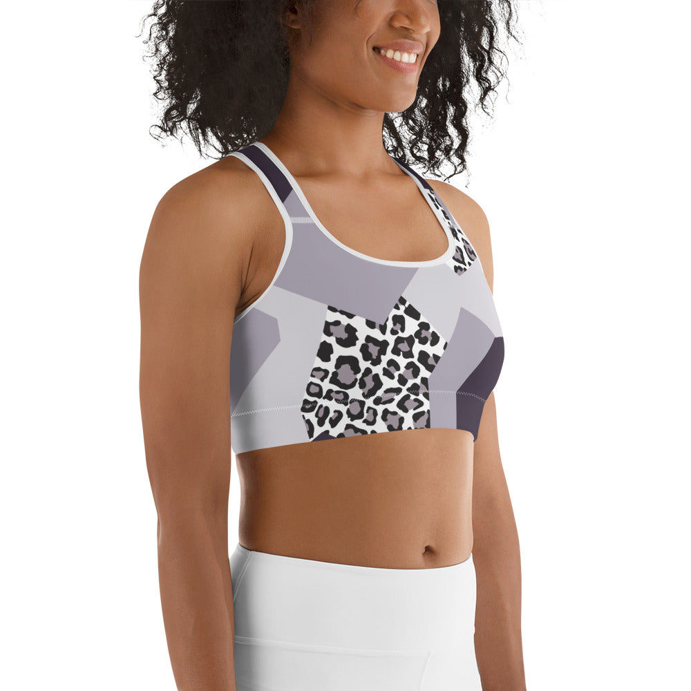 Geometric Animal Print Sports Bra