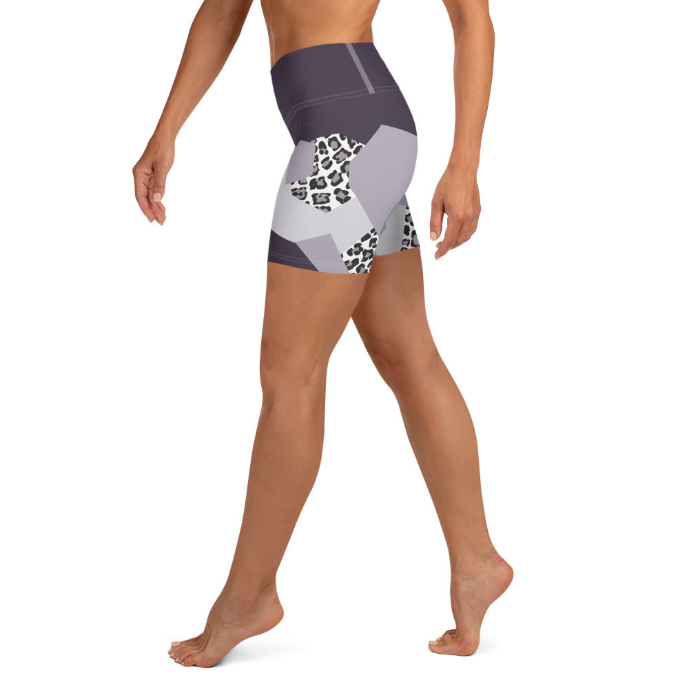 Geometric Animal Print Yoga Shorts