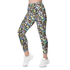 Geometric Mirror Glass Leggings With Pockets
