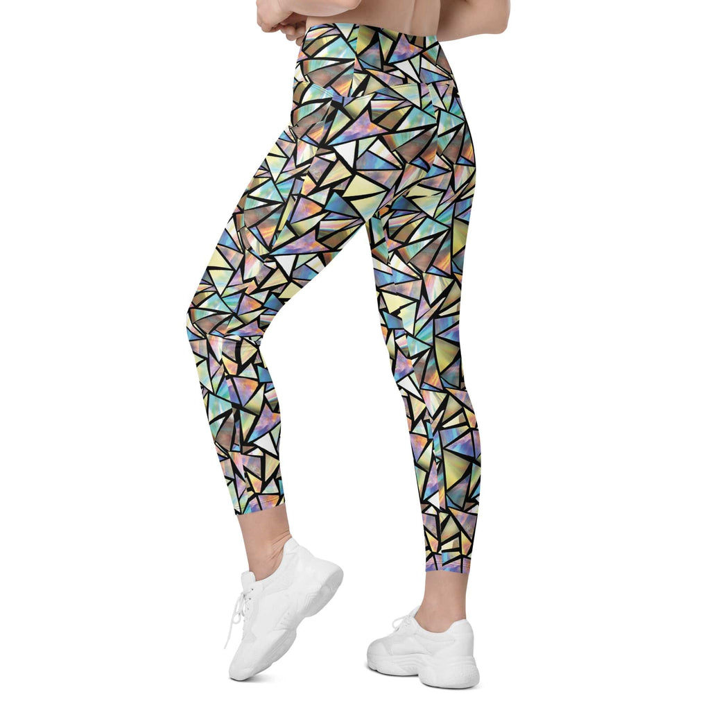 Geometric Mirror Glass Leggings With Pockets