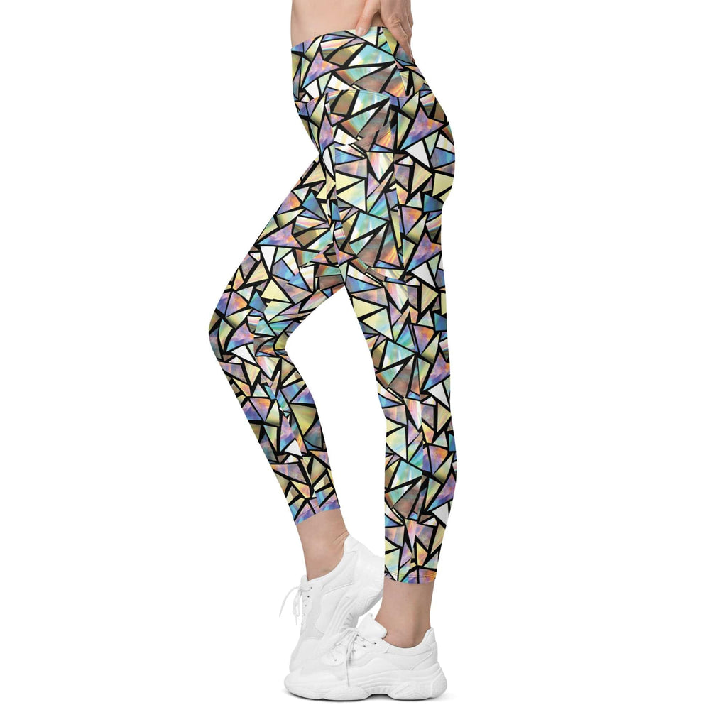 Geometric Mirror Glass Leggings With Pockets