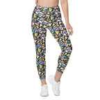 Geometric Mirror Glass Leggings With Pockets