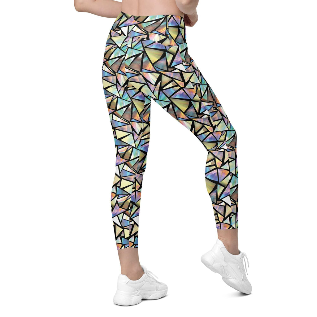 Geometric Mirror Glass Leggings With Pockets