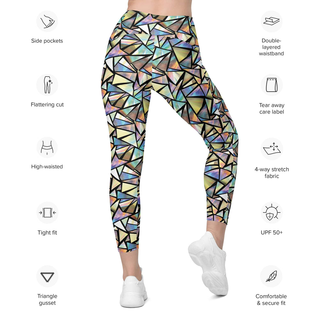 Geometric Mirror Glass Leggings With Pockets