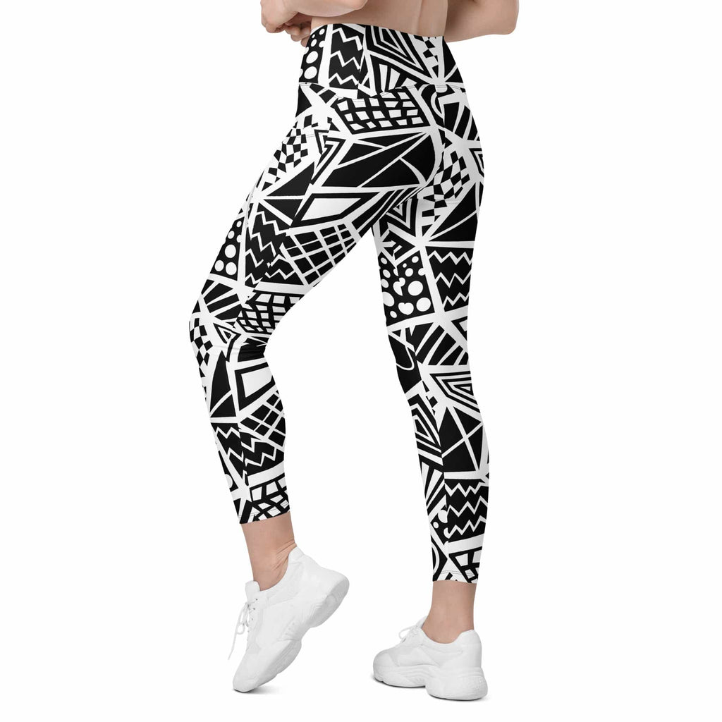 Geometric Shape Leggings With Pockets