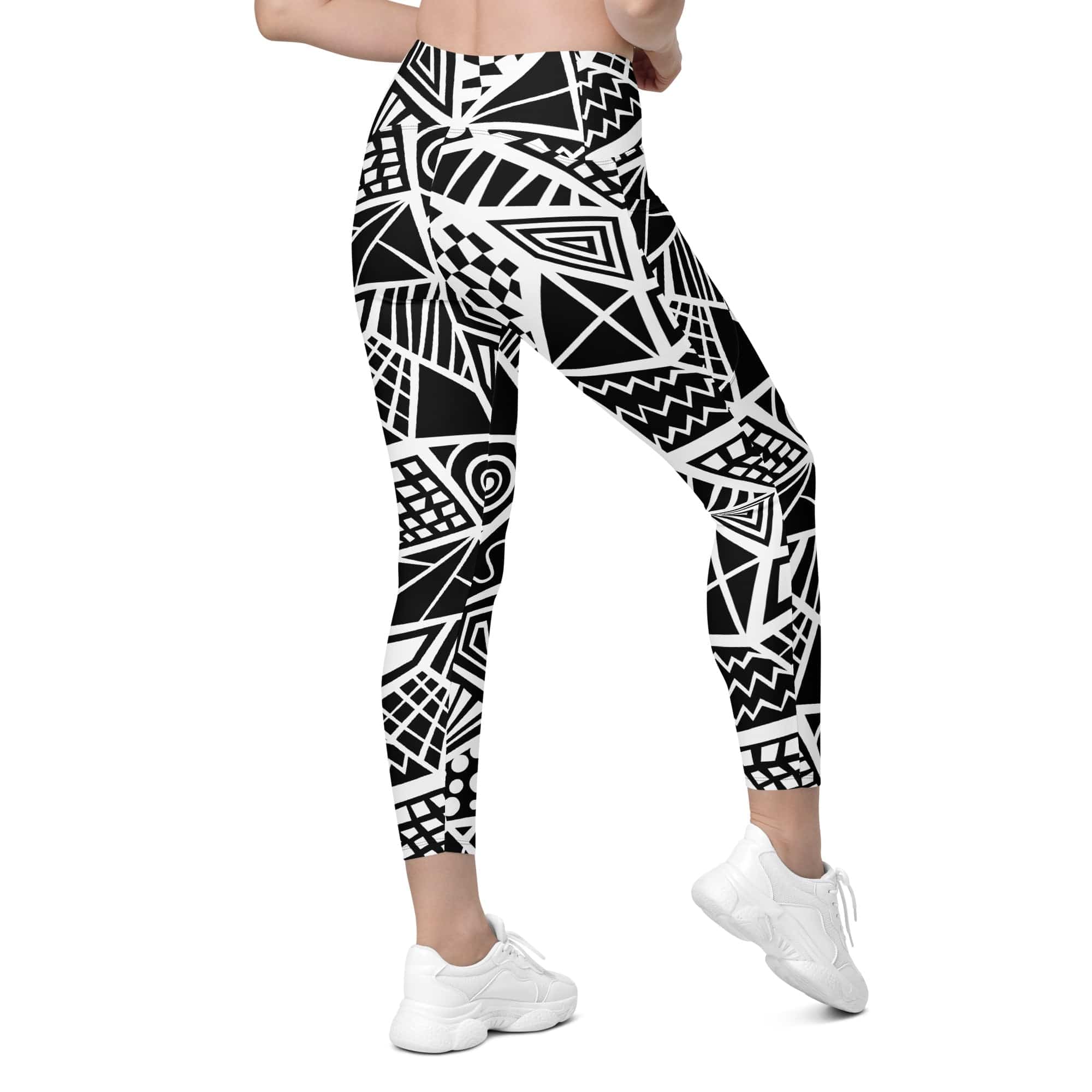 Geometric Shape Leggings With Pockets