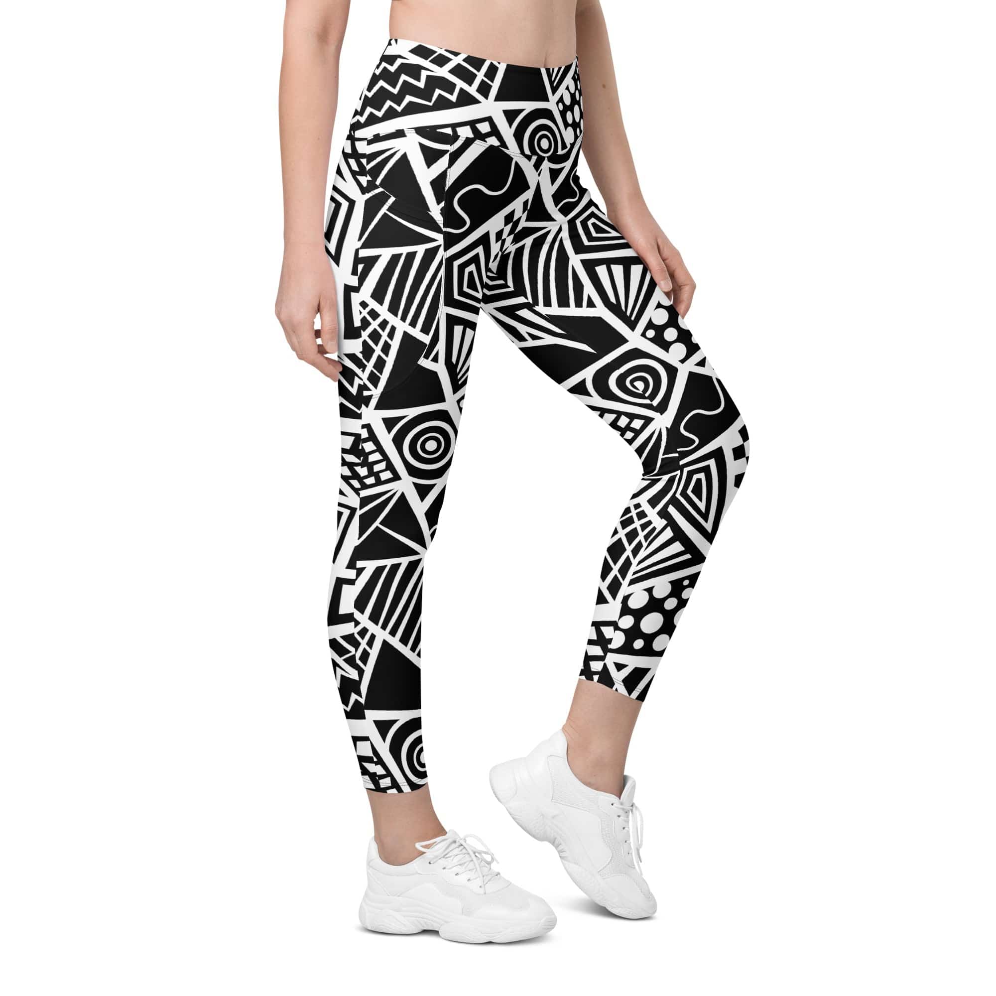 Geometric Shape Leggings With Pockets