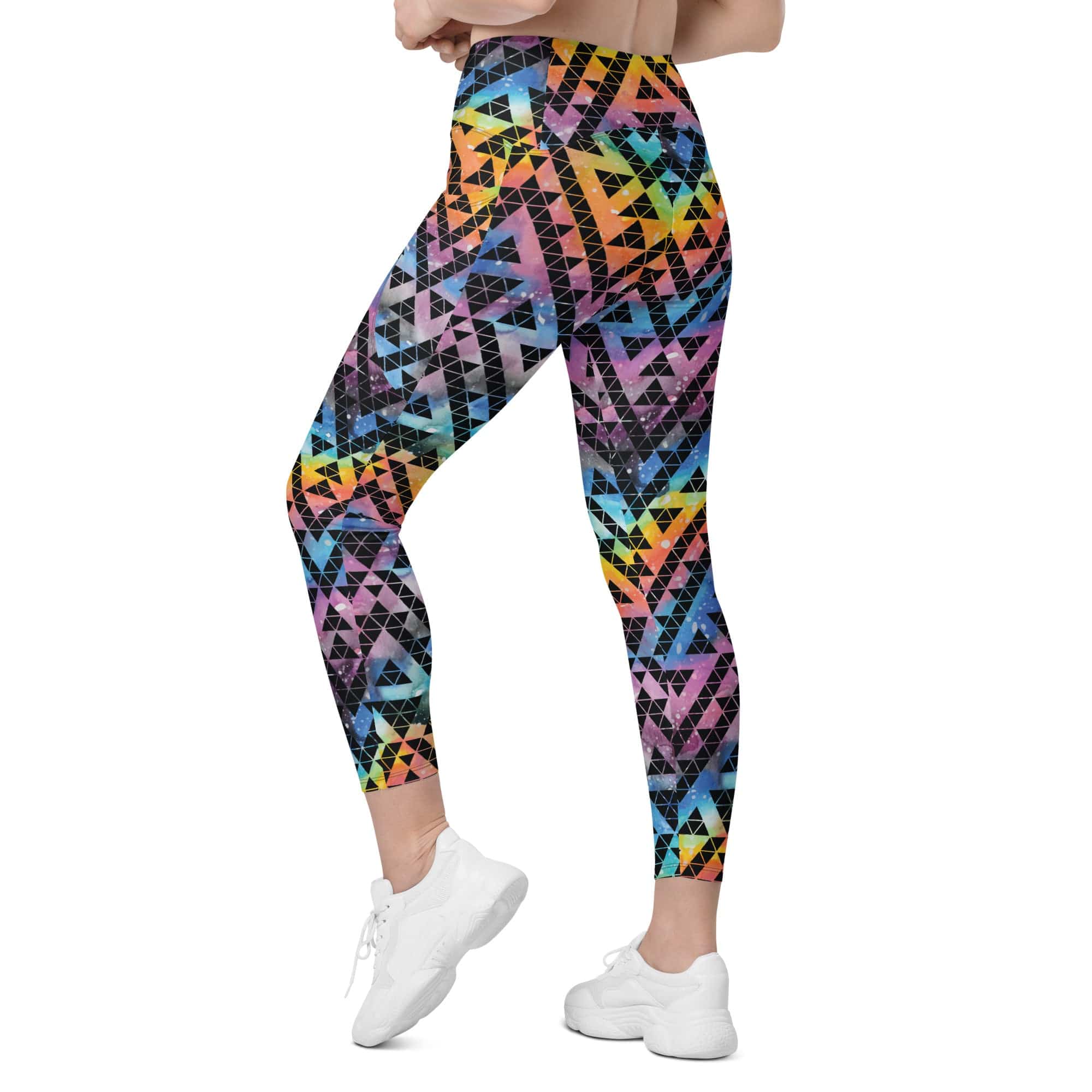 Geometric Space Leggings With Pockets