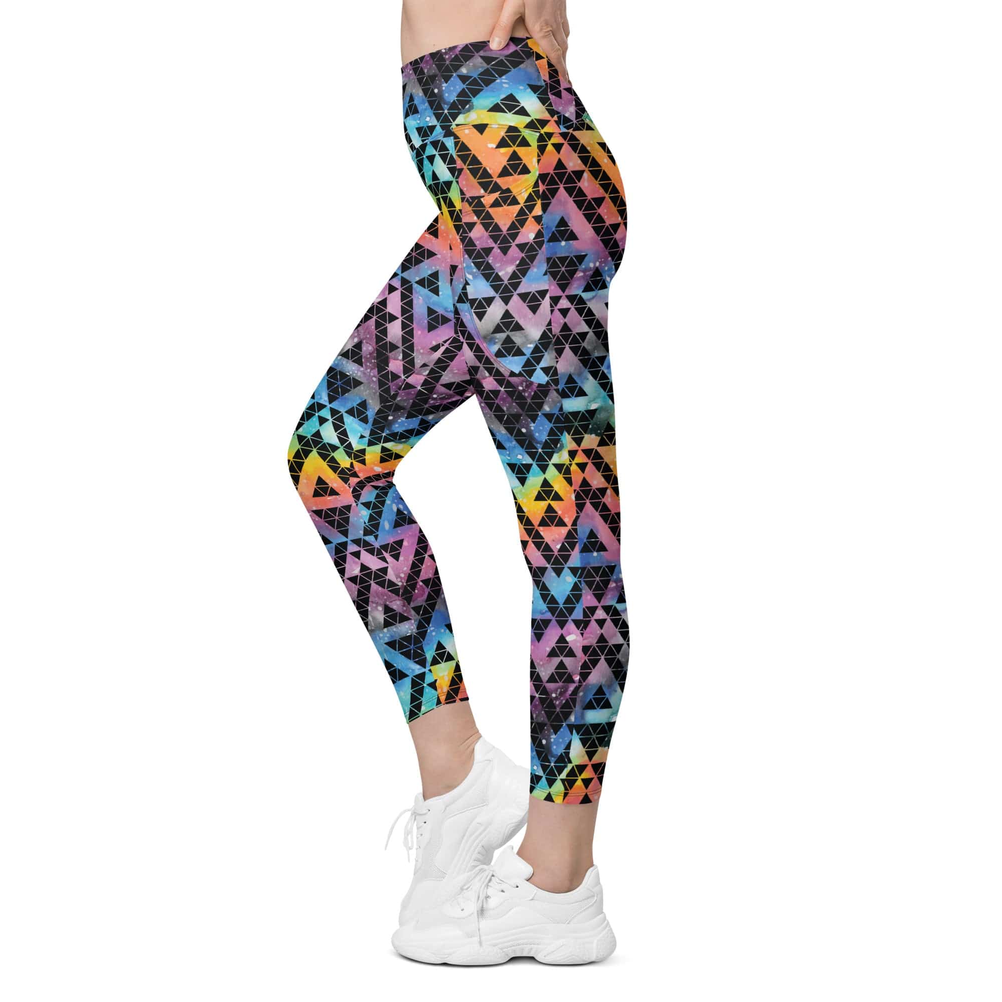 Geometric Space Leggings With Pockets