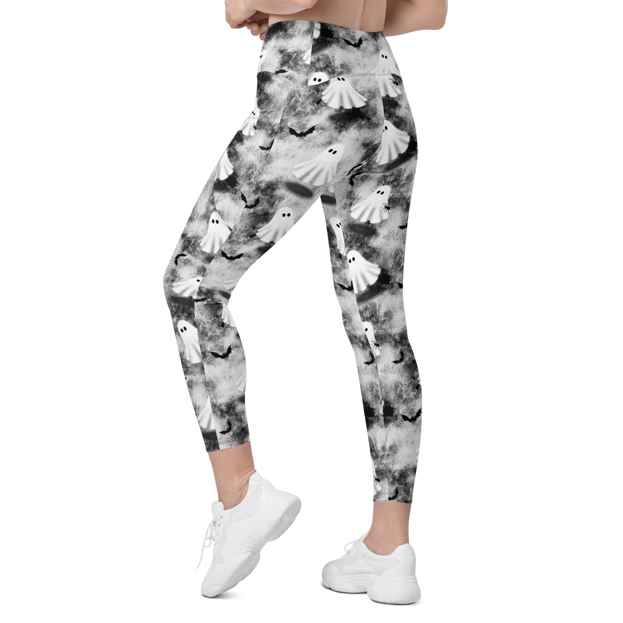 Ghostly Shadows Crossover Leggings With Pockets