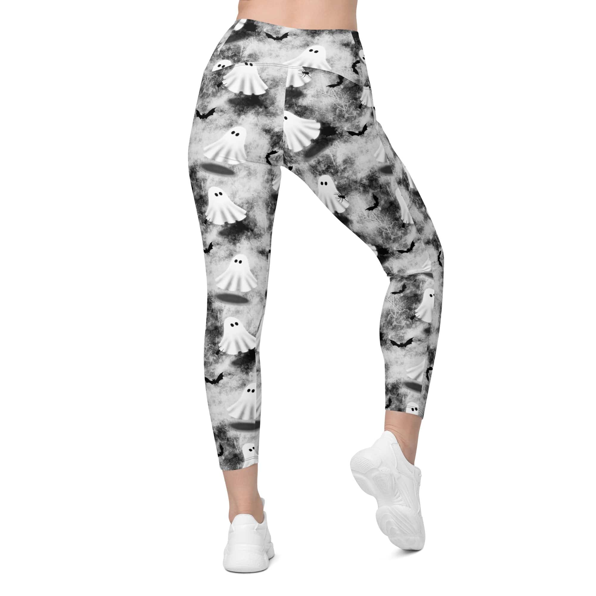 Ghostly Shadows Crossover Leggings With Pockets