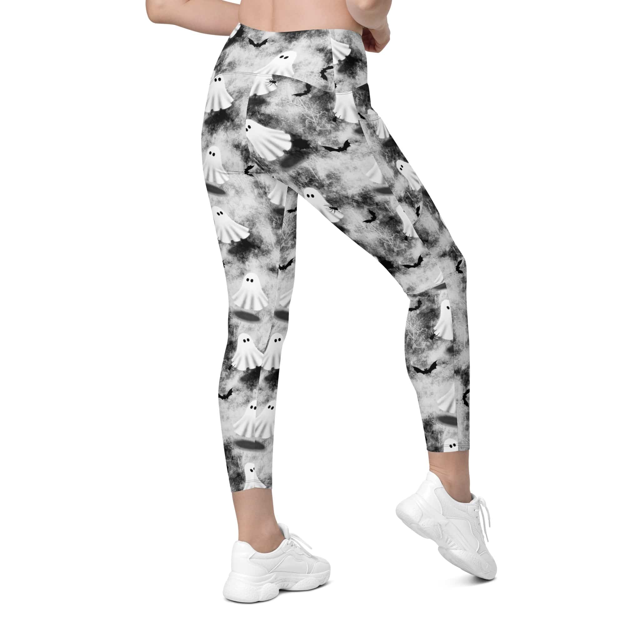 Ghostly Shadows Crossover Leggings With Pockets
