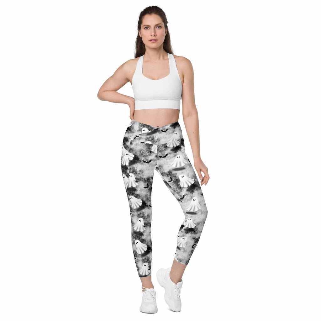 Ghostly Shadows Crossover Leggings With Pockets