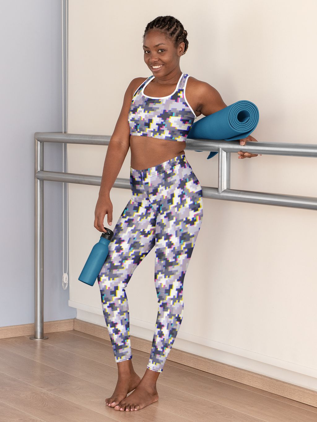 Glitchy Camo Sports Bra