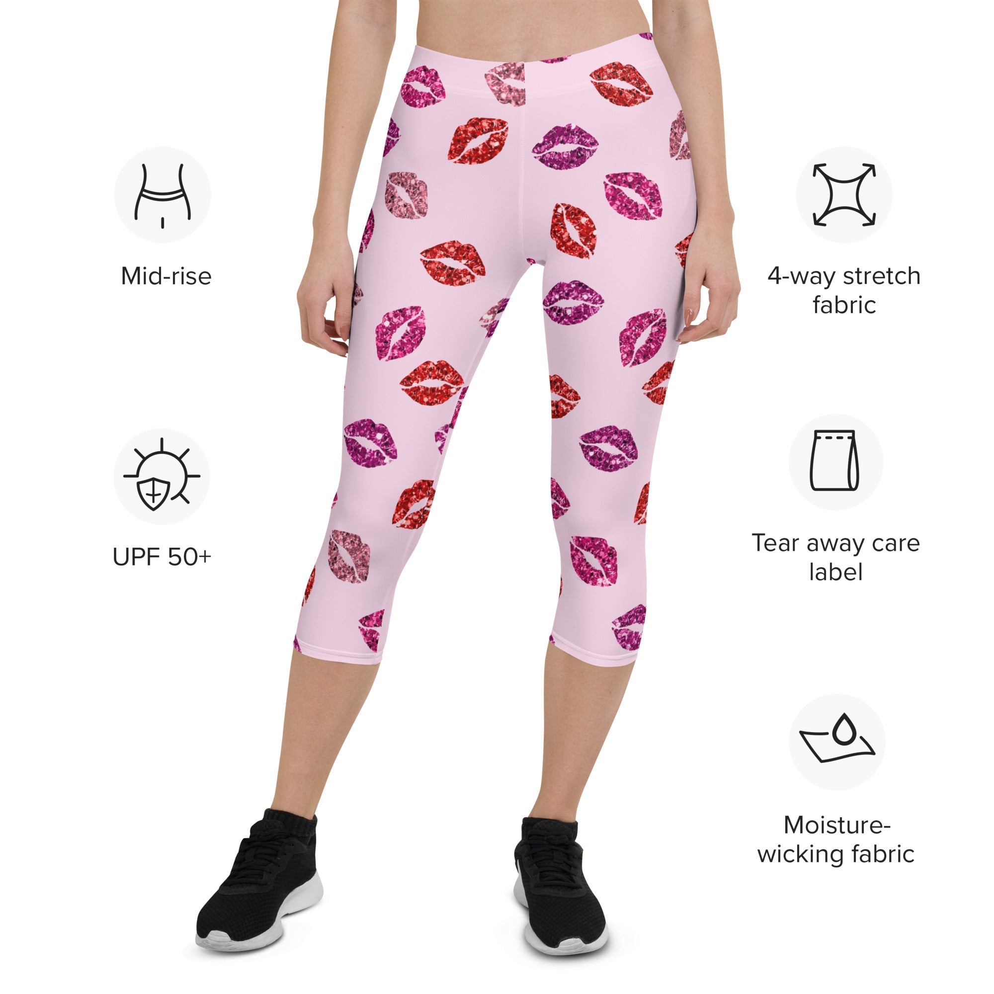 Glitter Print Kisses Capris