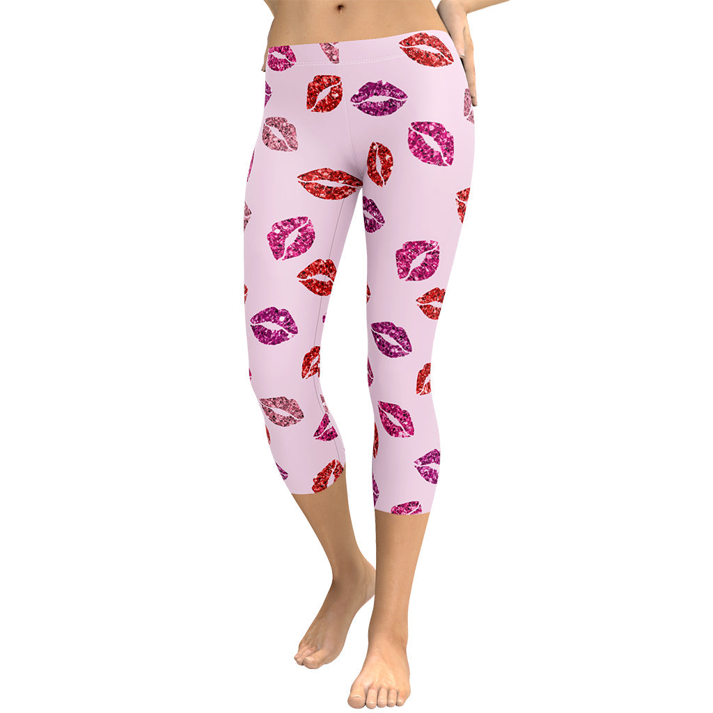 Glitter Print Kisses Capris