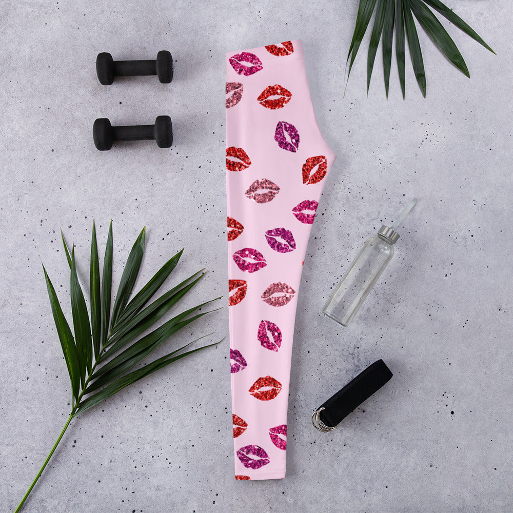 Glitter Print Kisses Leggings