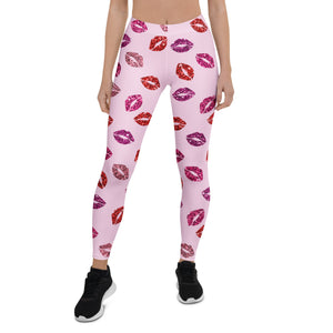 Glitter Print Kisses Leggings