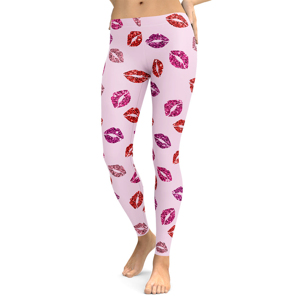 Glitter Print Kisses Leggings