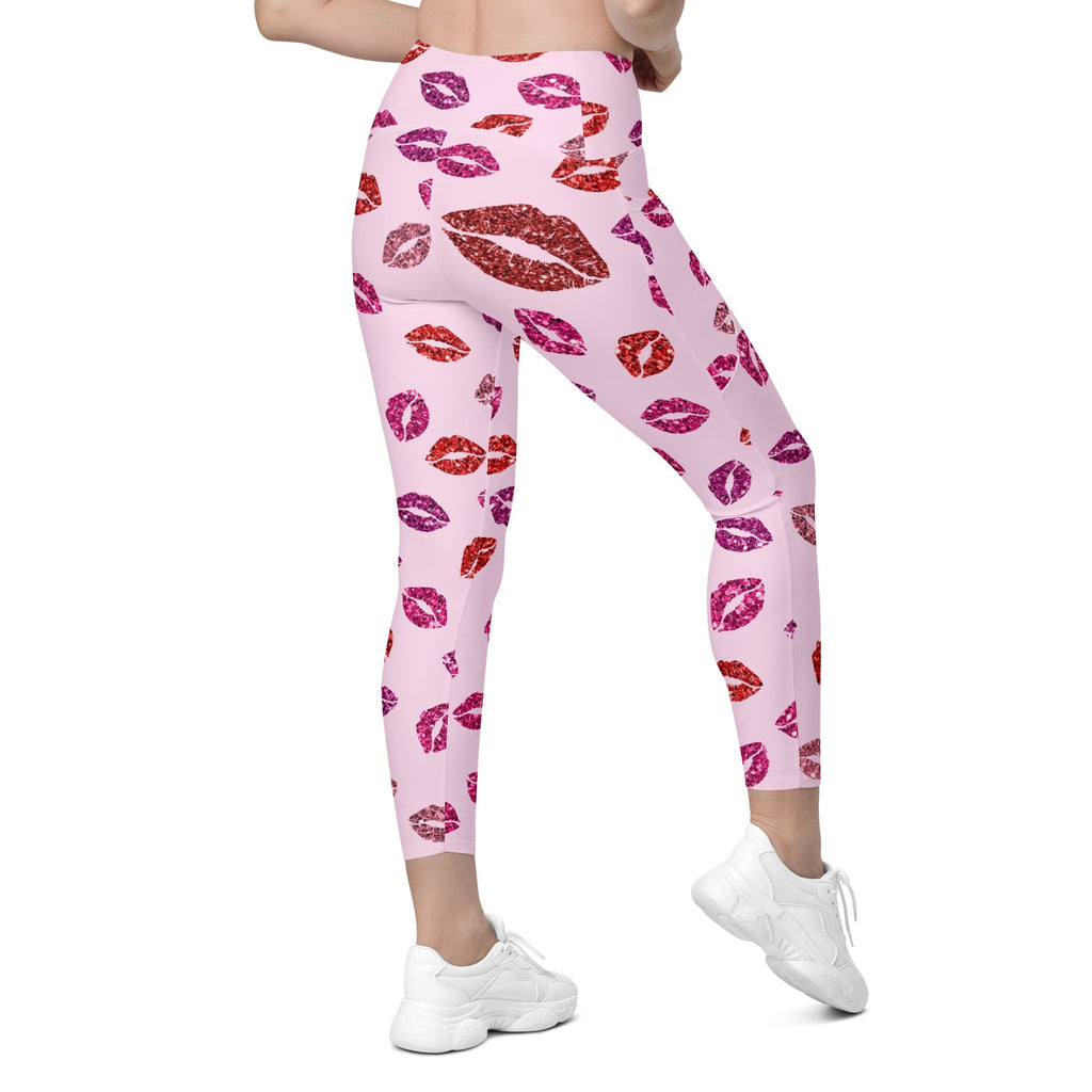 Glitter Print Kisses Leggings With Pockets