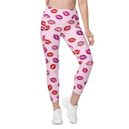 Glitter Print Kisses Leggings With Pockets