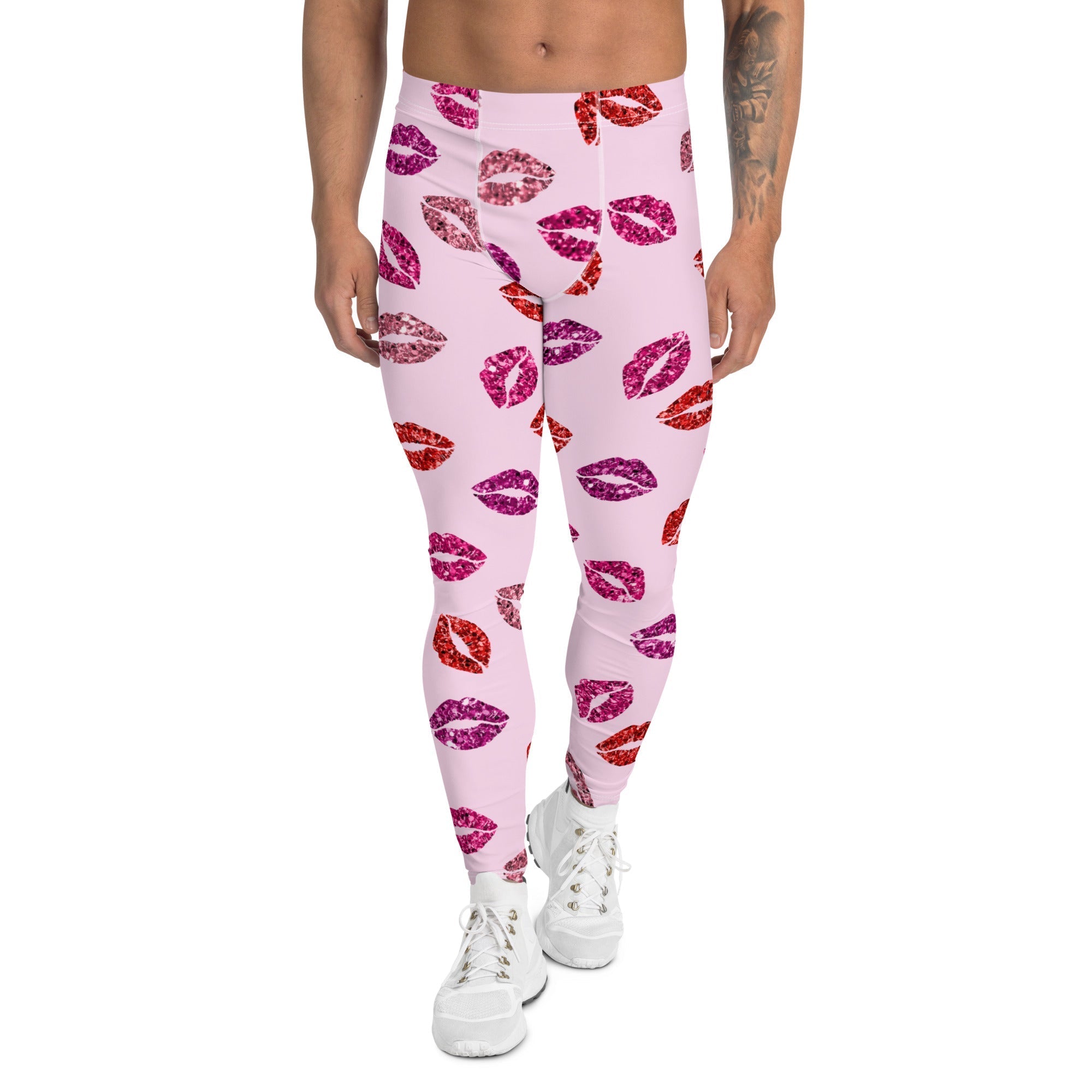 Glitter Print Kisses Men's Leggings
