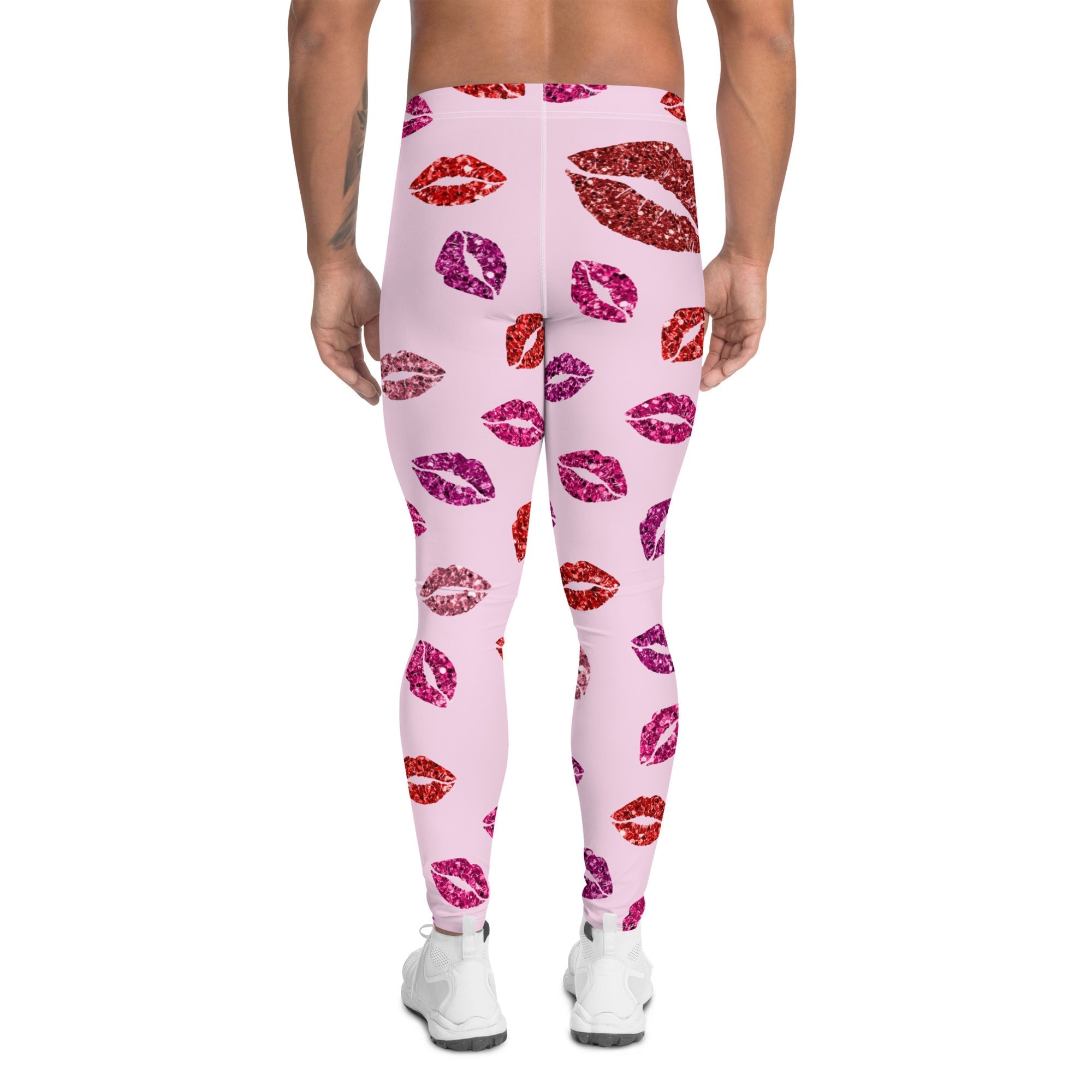 Glitter Print Kisses Men's Leggings