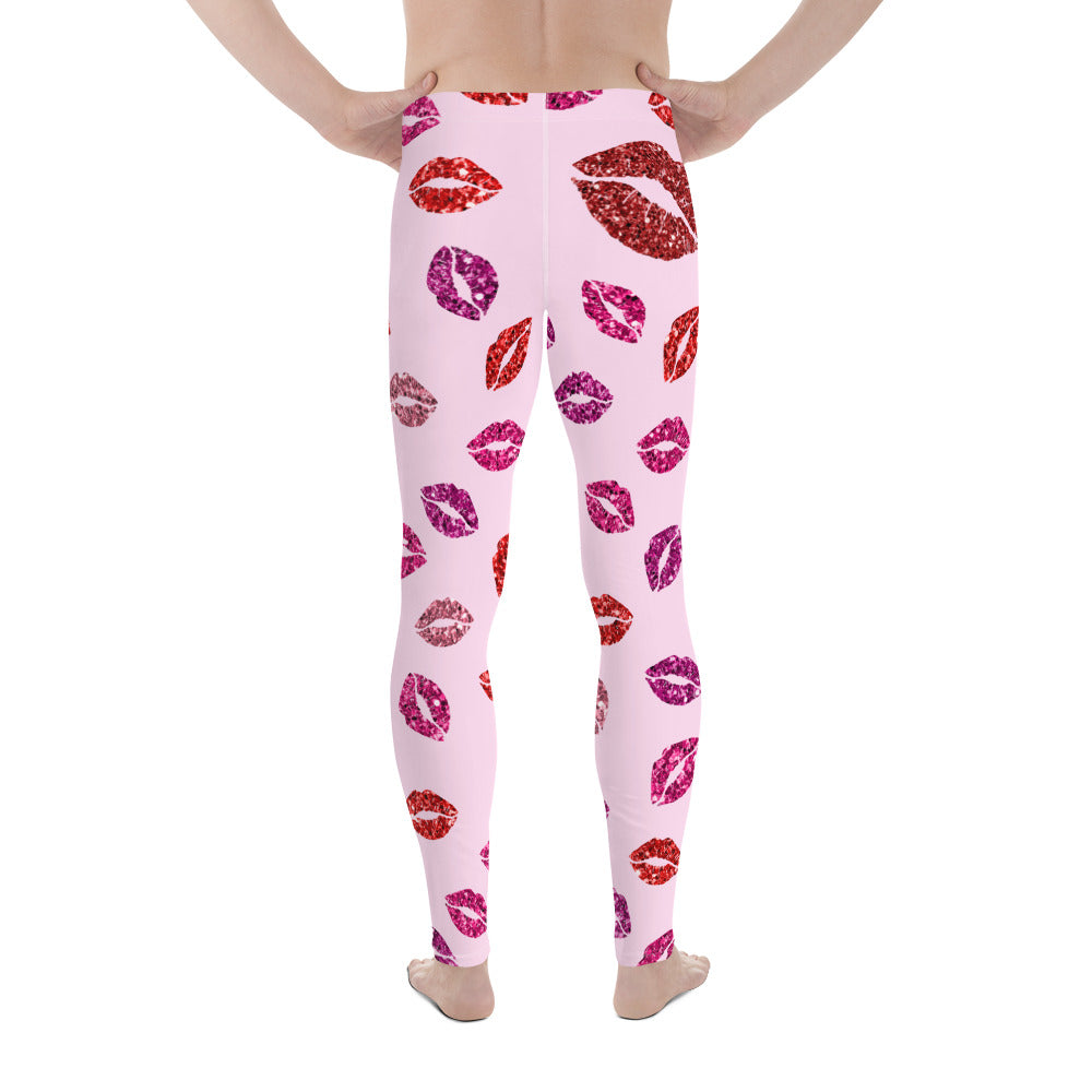 Glitter Print Kisses Men's Leggings