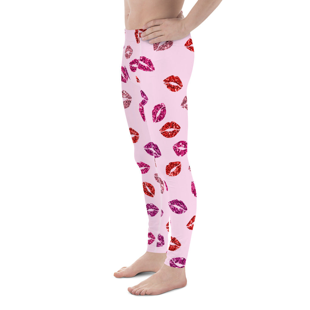 Glitter Print Kisses Men's Leggings