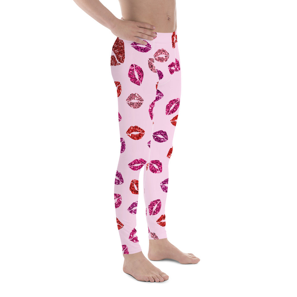 Glitter Print Kisses Men's Leggings