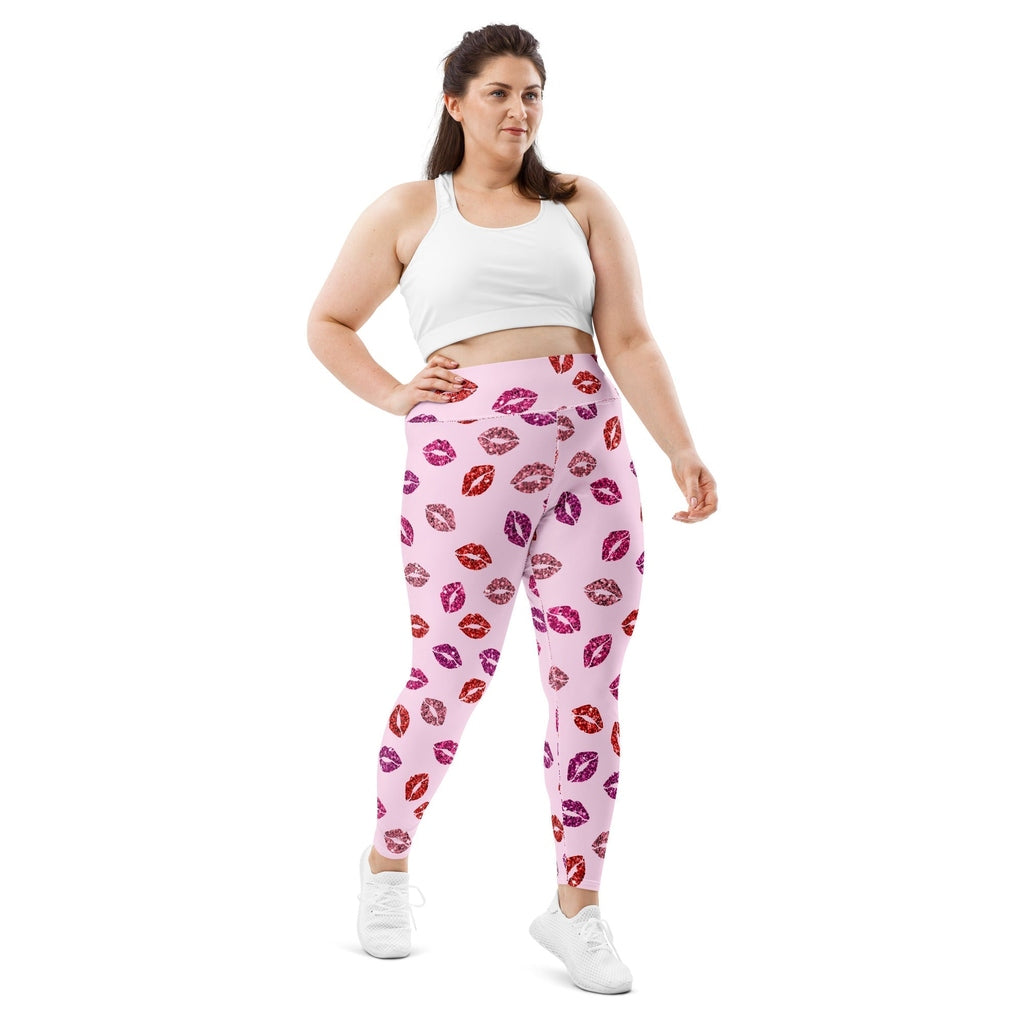 Glitter Print Kisses Plus Size Leggings