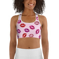 Glitter Print Kisses Sports Bra