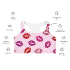 Glitter Print Kisses Sports Bra