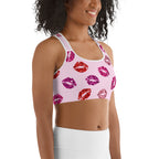 Glitter Print Kisses Sports Bra
