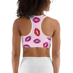 Glitter Print Kisses Sports Bra