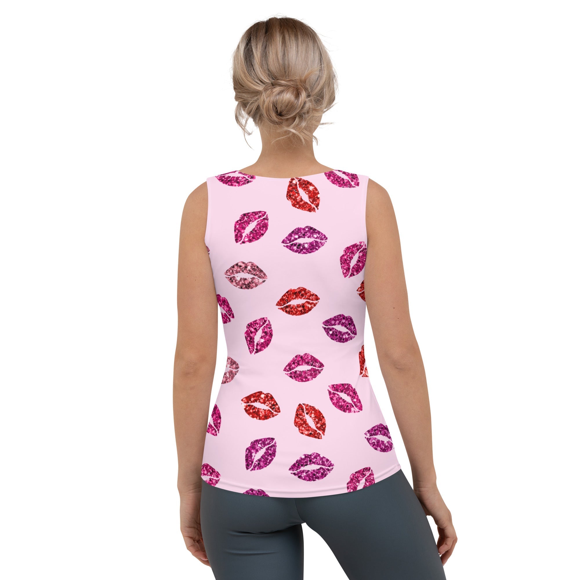 Glitter Print Kisses Tank Top