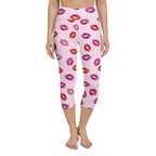 Glitter Print Kisses Yoga Capris