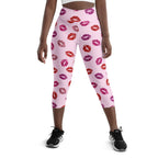 Glitter Print Kisses Yoga Capris