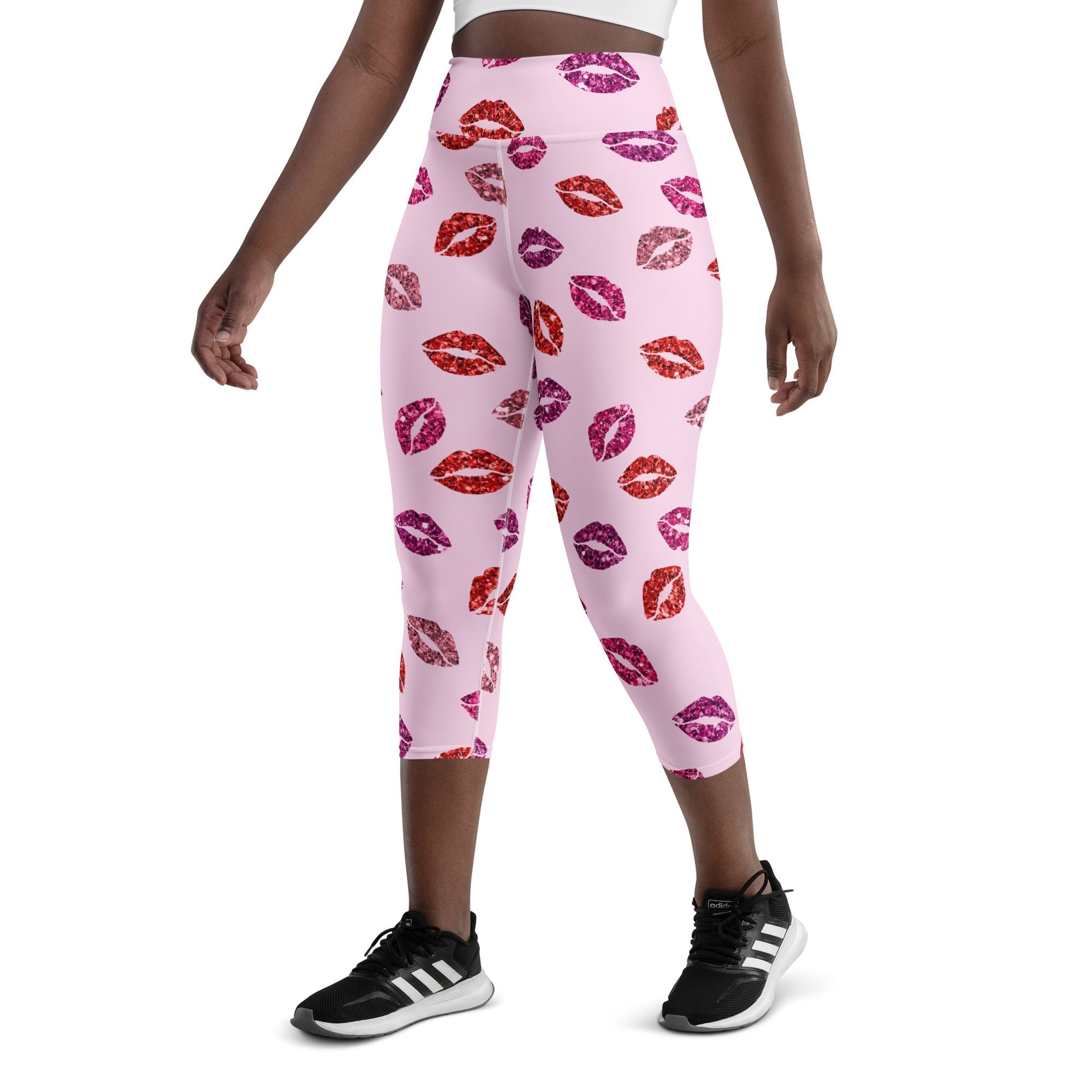 Glitter Print Kisses Yoga Capris