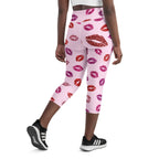 Glitter Print Kisses Yoga Capris