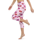 Glitter Print Kisses Yoga Capris