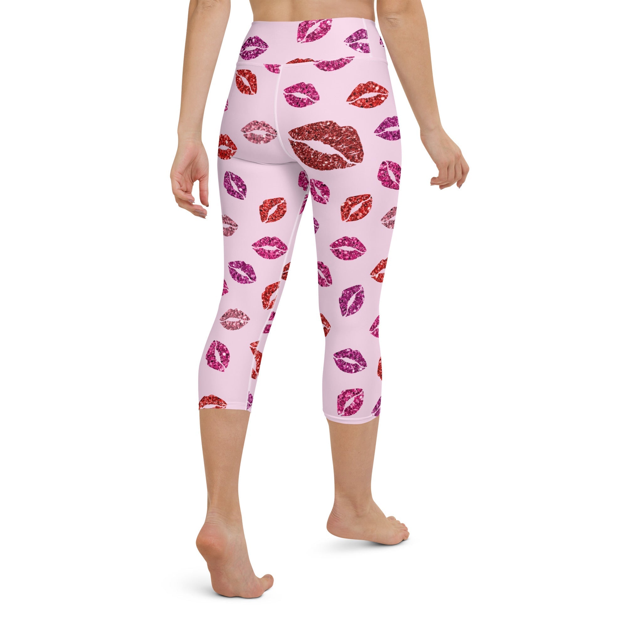 Glitter Print Kisses Yoga Capris