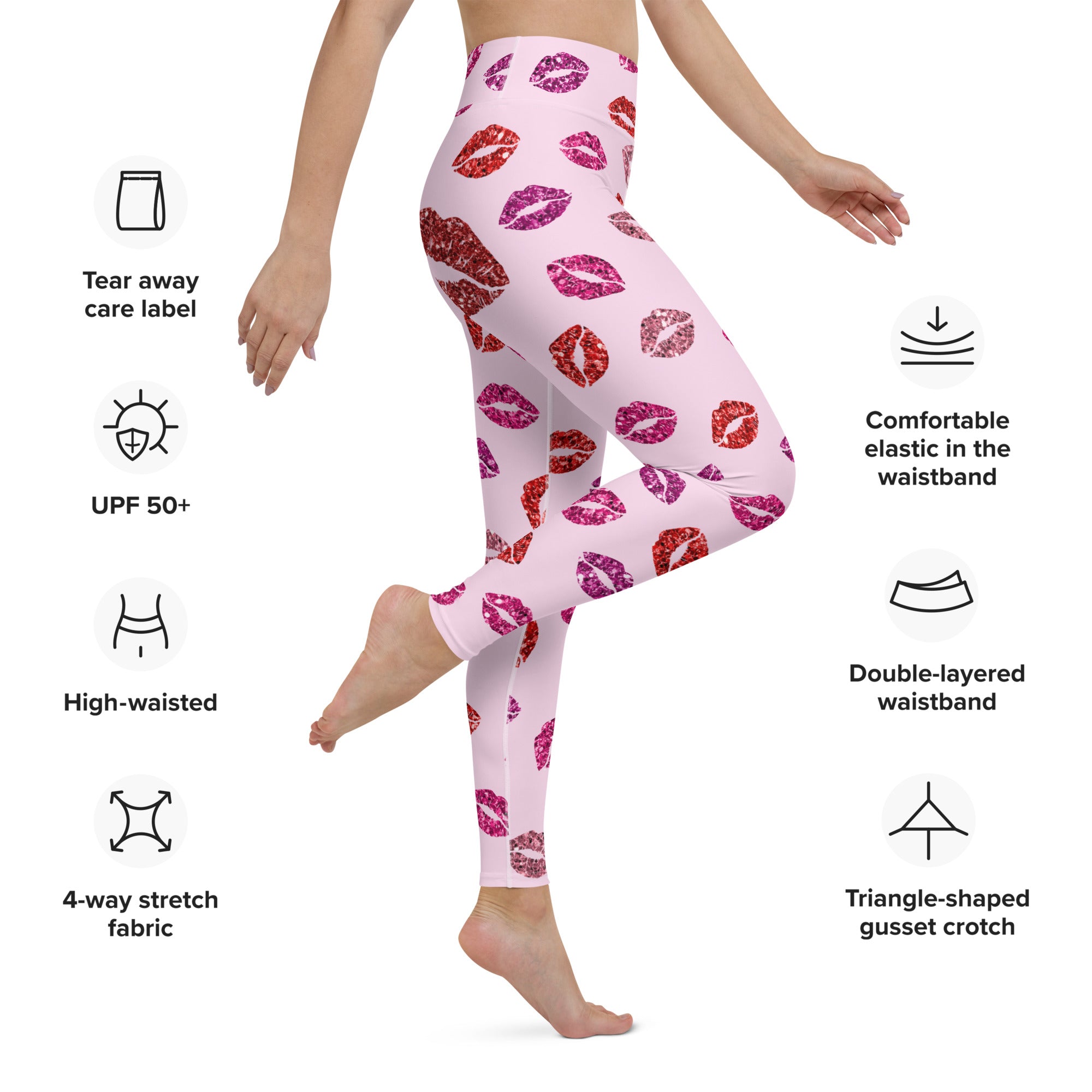 Glitter Print Kisses Yoga Leggings