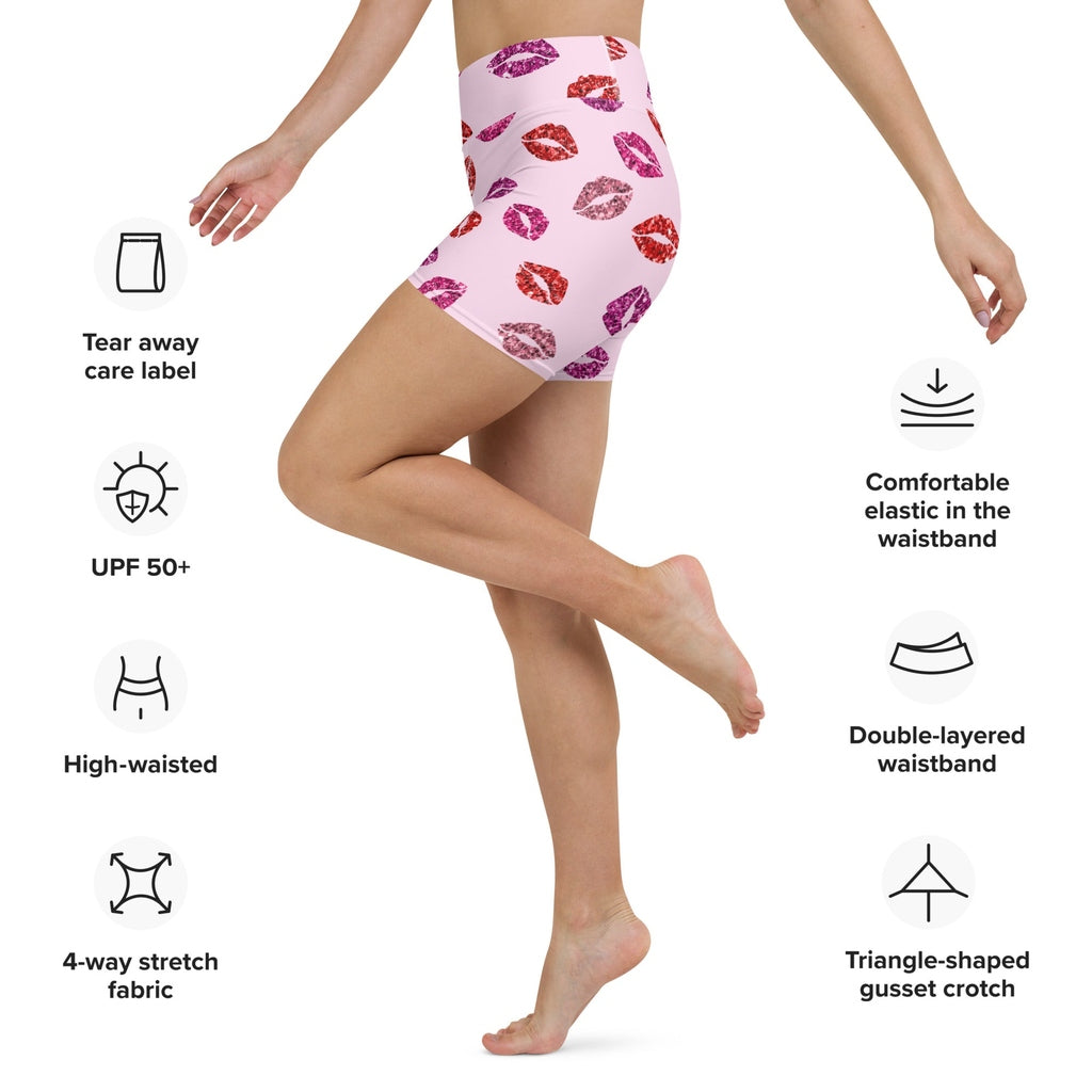 Glitter Print Kisses Yoga Shorts