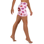 Glitter Print Kisses Yoga Shorts