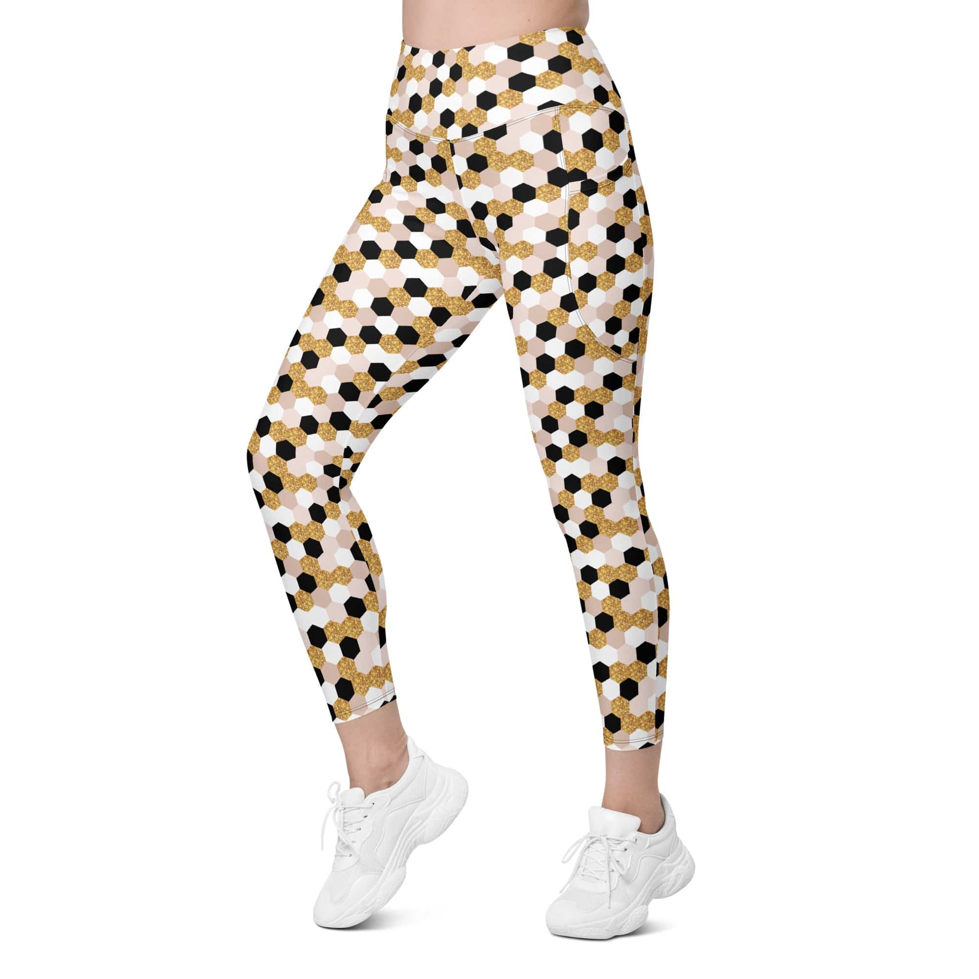 Glittery Print Leggings With Pockets