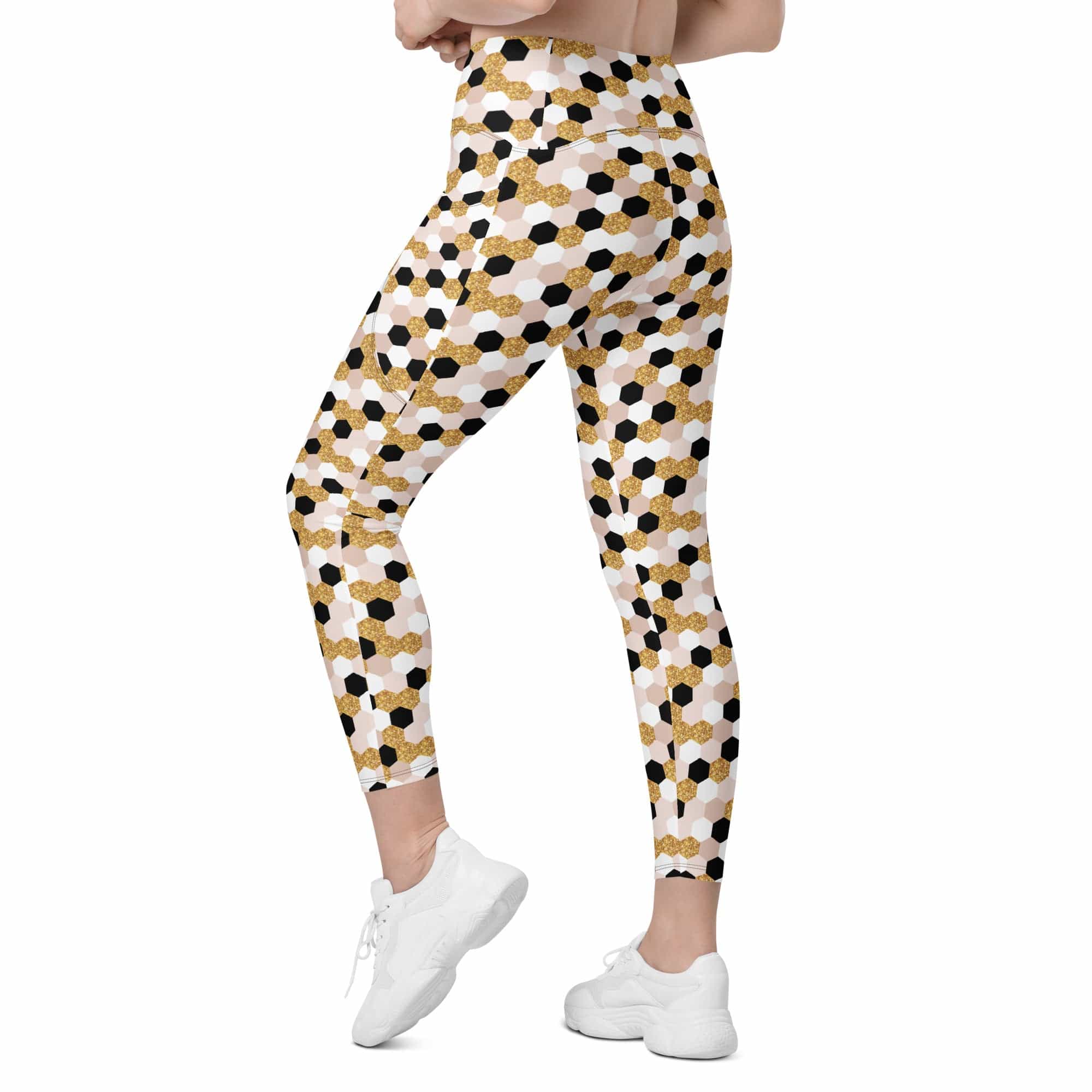 Glittery Print Leggings With Pockets