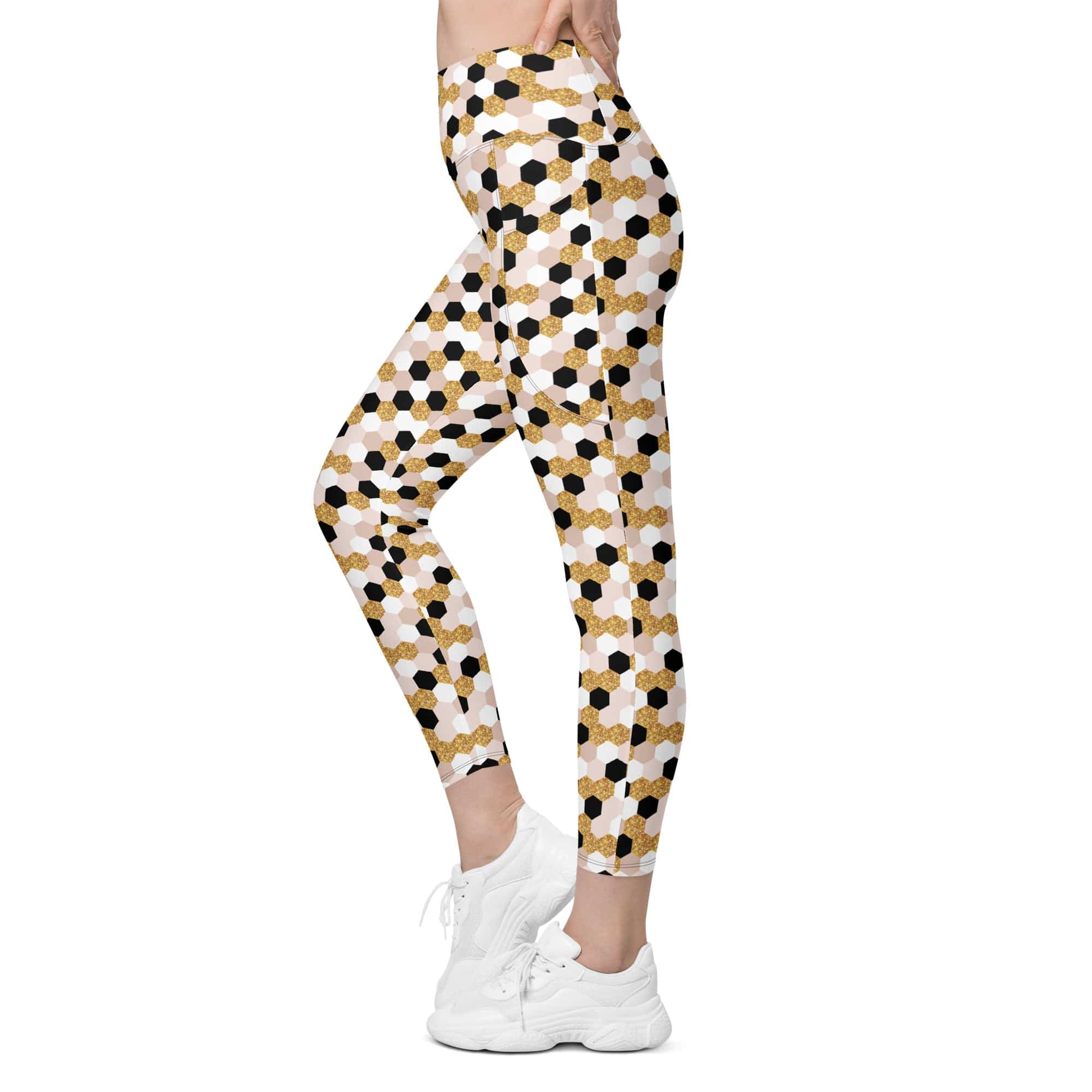 Glittery Print Leggings With Pockets