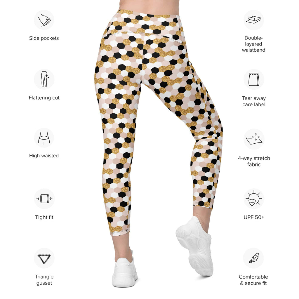 Glittery Print Leggings With Pockets