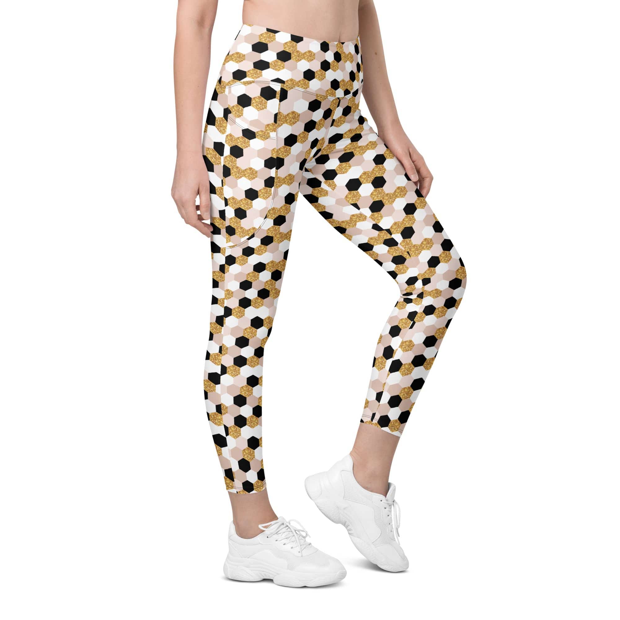 Glittery Print Leggings With Pockets